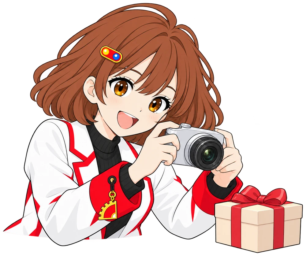 なんちゃんが空いた時間で商品の写真を撮っている