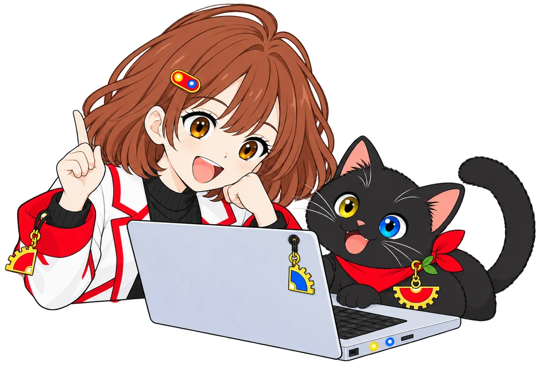 なんちゃんとつくしちゃんが一緒に次のツールを考えている